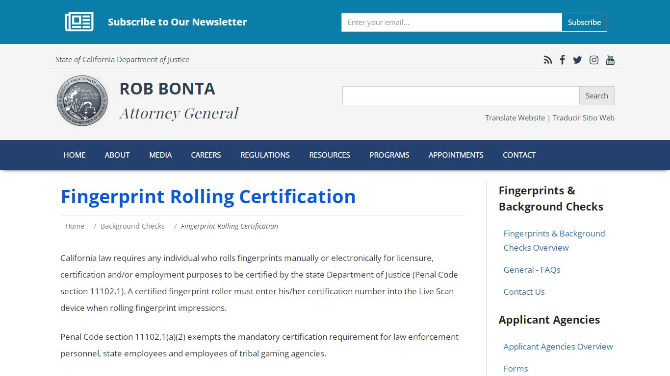 Fingerprint Rolling Certification | State of California - Department of ...